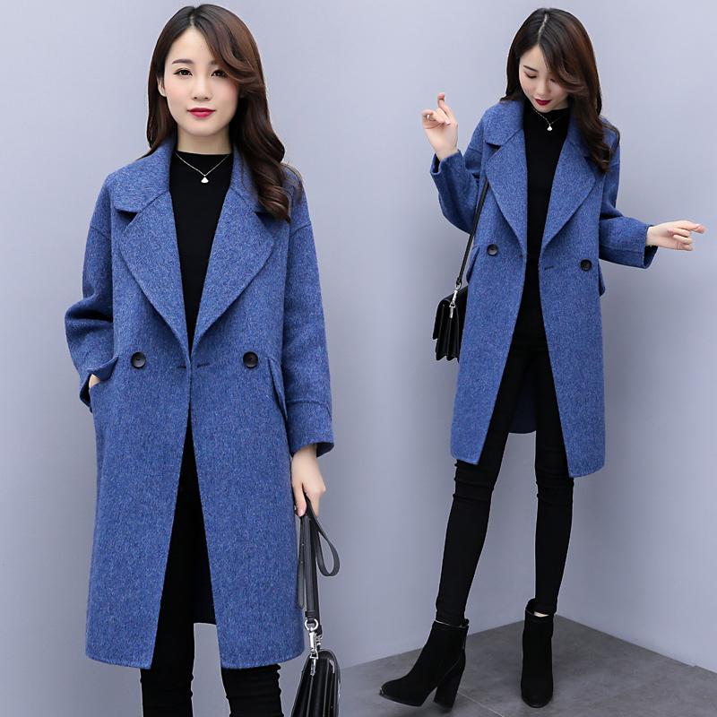 2020 Autumn Winter Double-breasted Woolen Coat Fashion Korean Woolen Coat Female Long Loose Solid Jacket Outwear, Blue
2020 Autumn Winter Double-breasted Woolen Coat Fashion Korean Woolen Coat Female Long Loose Solid Jacket Outwear, Blue