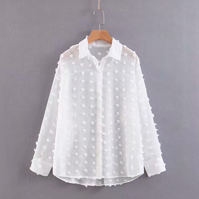 2021 New Chic Vintage Polka Dot Applications Tops Women Shirts Semi-sheer Fashion Long Sleeves Mujer Bluffs Etox, Beige
2021 New Chic Vintage Polka Dot Applications Tops Women Shirts Semi-sheer Fashion Long Sleeves Mujer Bluffs Etox, Beige