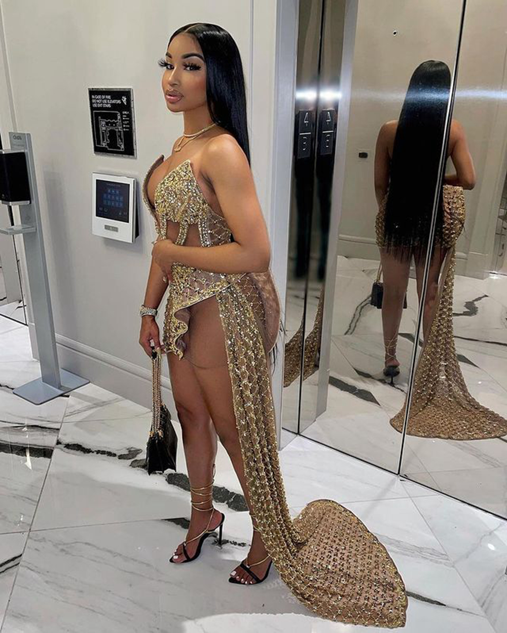 High Low Luxury Beaded Sequined short prom dress African Women See Through Gold sexy Cocktail evening Dresses 2022 Real