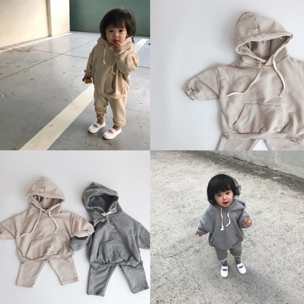 ZWY491 Children Sport Clothing Set Hooded Top+Pant Autumn Baby Boy Casual Clothes Girl 2 Piece Suit 2-8 Years Kid Hoodies SetX1019