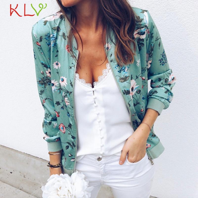 Women Jacket Fashion Ladies Retro Floral Zipper Bomber Jacket Casual Coat Winter Autumn Spring Print Outwear Women Clothes 19Sep