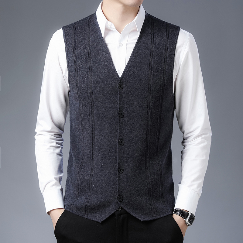 QUANBO Autumn Winter Mens Top Quality Sheep Wool VNeck Sweater Vest Fashion Casual Thin Solid Color Sleeveless Vest 201125