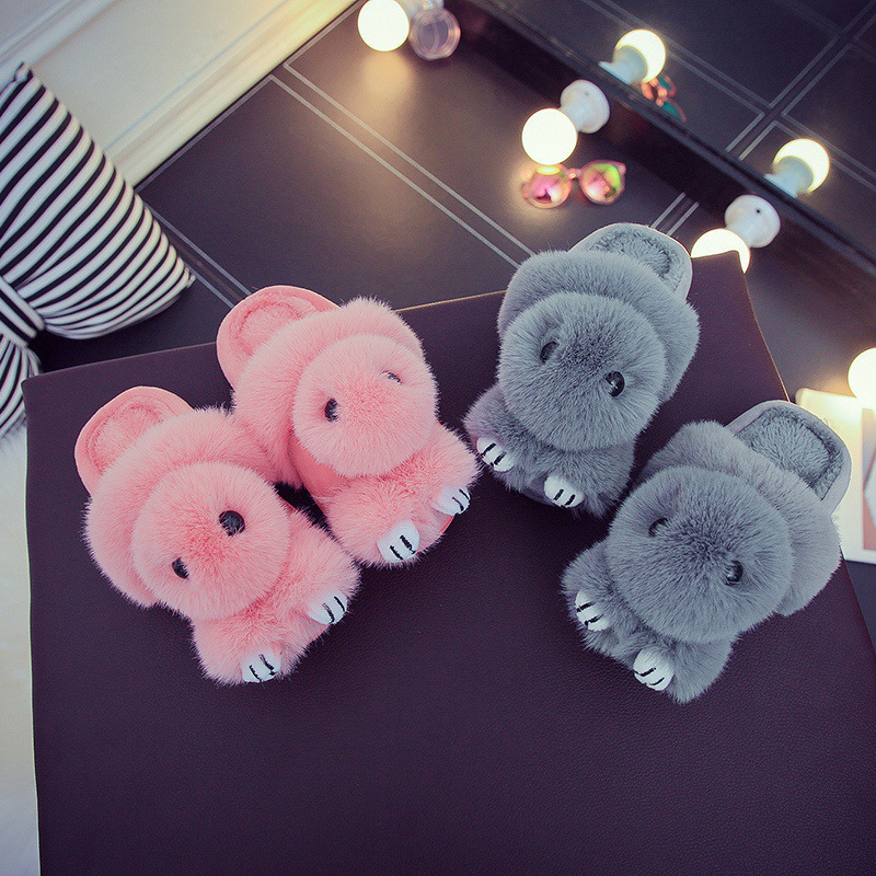 Children Slippers Rabbit Animals Funny House Winter Slippers Kids Unicorn Shoes for Girls Infant Baby Boys Plush Fur Slippers 201130