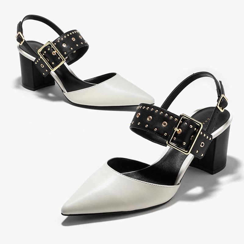 Pointed toe single shoes rivet mid-heel women's shoes 2021 summer new one-word buckle high heels fairy style thick heel sandals, Black
Pointed toe single shoes rivet mid-heel women's shoes 2021 summer new one-word buckle high heels fairy style thick heel sandals, Black