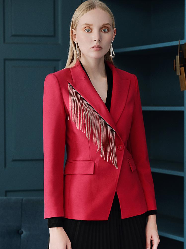 Classic Slim Fit Women Blazer Notched Collar Female Suits Coat Fashion 2020 Autumn Winter Runway Tassel Design Red Black Jacket
Classic Slim Fit Women Blazer Notched Collar Female Suits Coat Fashion 2020 Autumn Winter Runway Tassel Design Red Black Jacket
