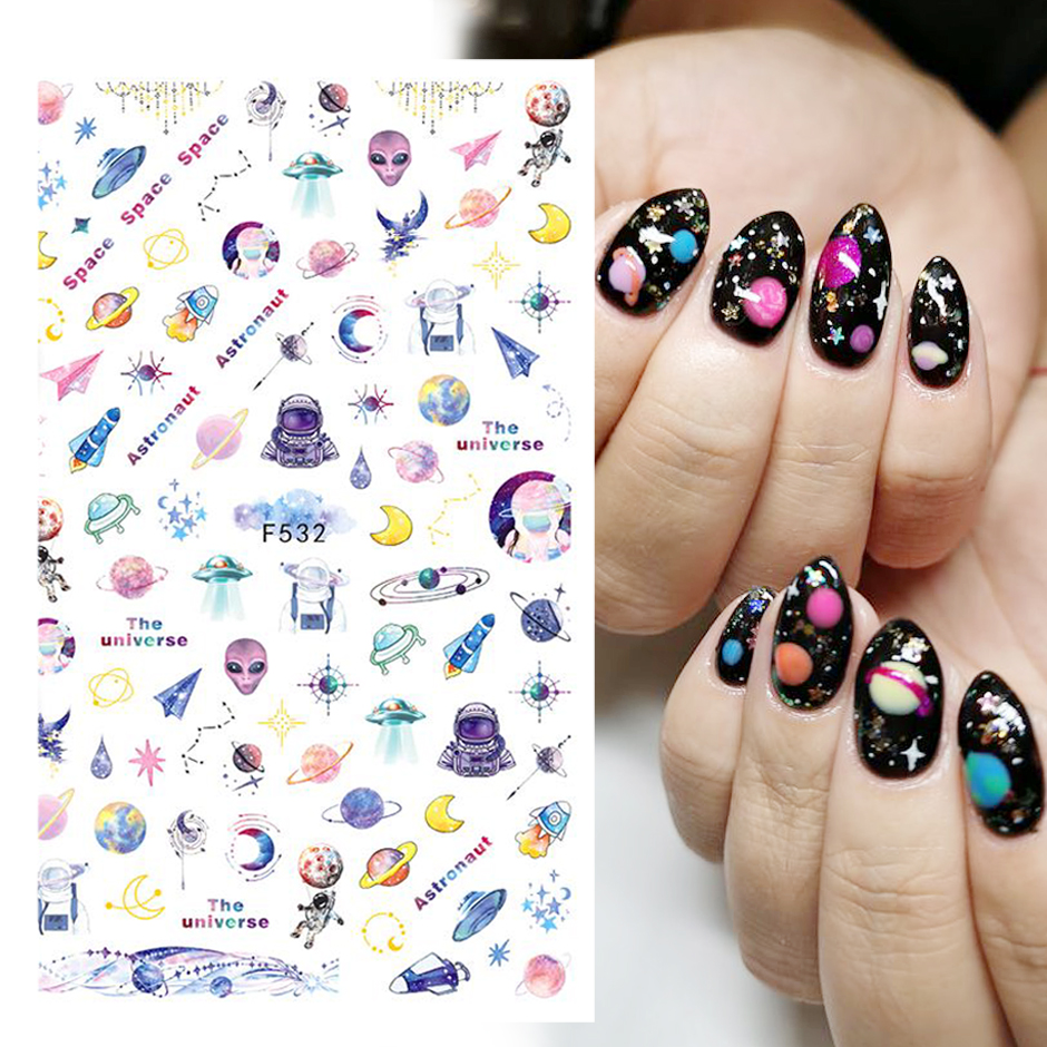 Space Colorful Planet Alien Design 3D Nails Stickers Transfer Sliders for Nail Art Decoration Adhesive Manicure, F200
Space Colorful Planet Alien Design 3D Nails Stickers Transfer Sliders for Nail Art Decoration Adhesive Manicure, F200
