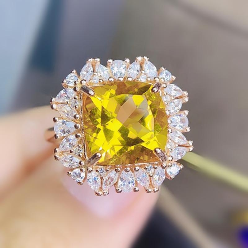 Cluster Rings Natural Real Yellow Citrine Square Luxury Big Ring 10*10mm 4.2ct Gemstone 925 Sterling Silver Fine Jewelry J215272, Golden;silver
Cluster Rings Natural Real Yellow Citrine Square Luxury Big Ring 10*10mm 4.2ct Gemstone 925 Sterling Silver Fine Jewelry J215272, Golden;silver