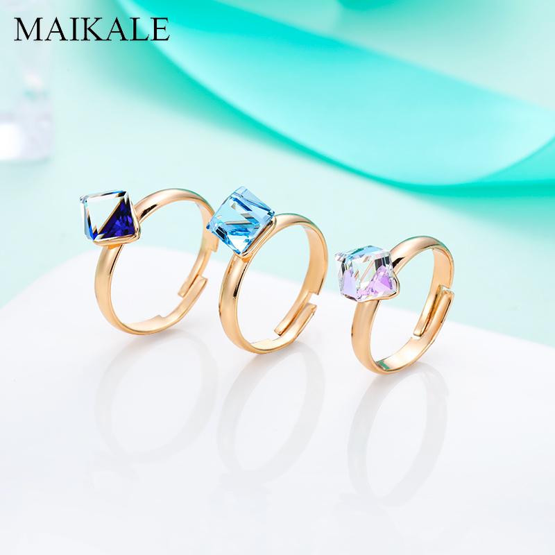 Cluster Rings MAIKALE Trendy Blue/White Austrian Crystal For Women Gold Adjustable Resizable Wedding Band Ring Party Jewelry Girls Gifts
Cluster Rings MAIKALE Trendy Blue/White Austrian Crystal For Women Gold Adjustable Resizable Wedding Band Ring Party Jewelry Girls Gifts