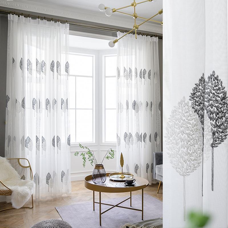 Embroidered Tulle Window Curtains Leaf Gauze Custom Curtains Finished Living Room White Yarn1, Gray
Embroidered Tulle Window Curtains Leaf Gauze Custom Curtains Finished Living Room White Yarn1, Gray