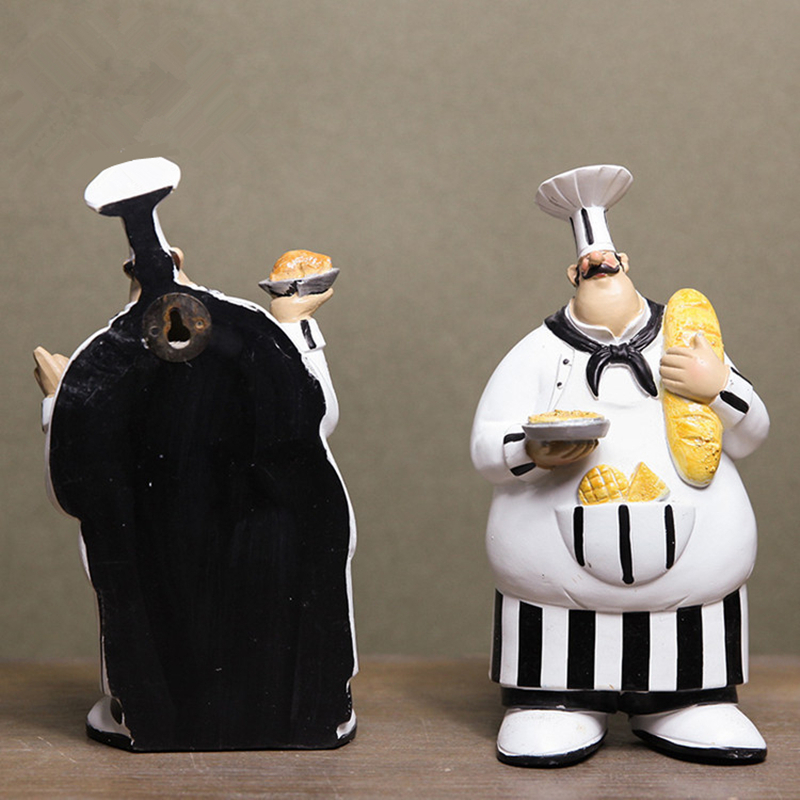VILEAD 26cm 2Pcs/Set Resin Wall Hanging Chef Figurines Vintage Creative Ornaments For Home Christmas Decoration Supplies Gifts T200710