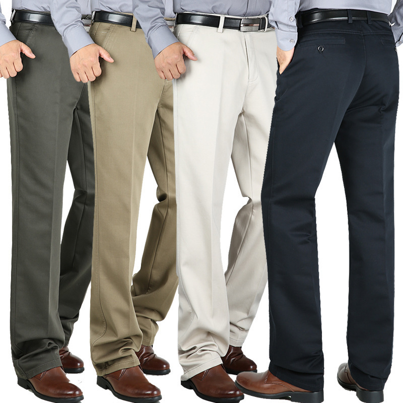 Autumn Winter thick men casual pants High waist loose trousers stretch High Quality cotton middle-aged men's straight Pants 201128