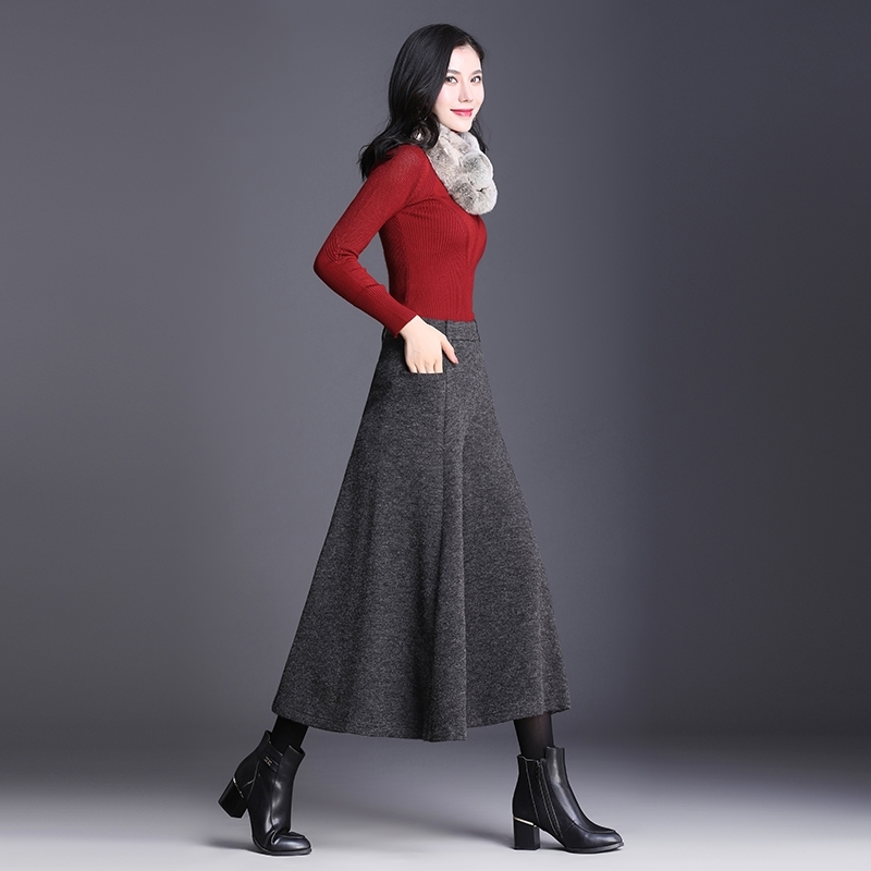Wide-Leg New Autumn Winter Woolen Flavor Trousers High Waist Plus Size Pants Women Culottes 667A 201228