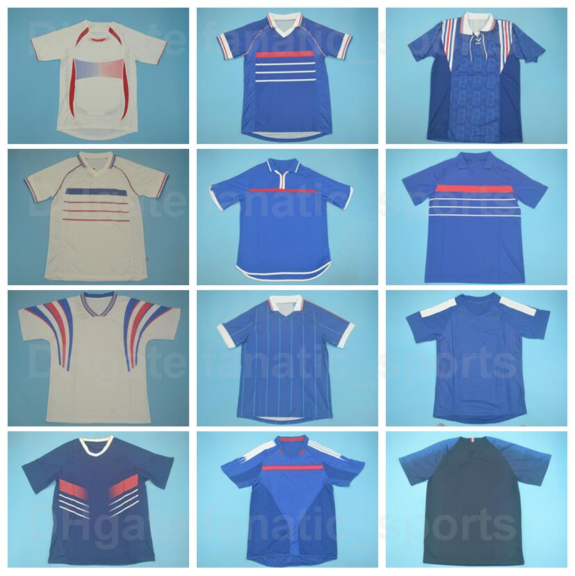 1982 1984 1996 1998 VIEIRA Vintage DJORKAEFF Retro Soccer Jerseys National Team PIRES DESCHAMPS MAILLOT TREZEGUET ANELKA RIBERY UMTITI Football Shirt Kits FaGuo