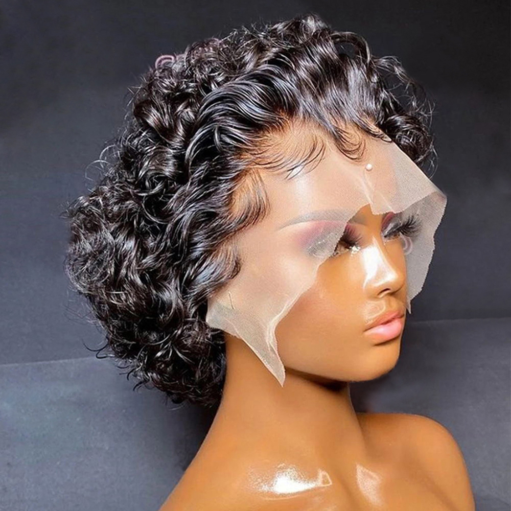 Pixie Cut Wig Short Bob Curly Human Hair Wigs Cheap Human Wig 13X2 Transparent Lace Front For Black Women Pre Pluckedfactory direct