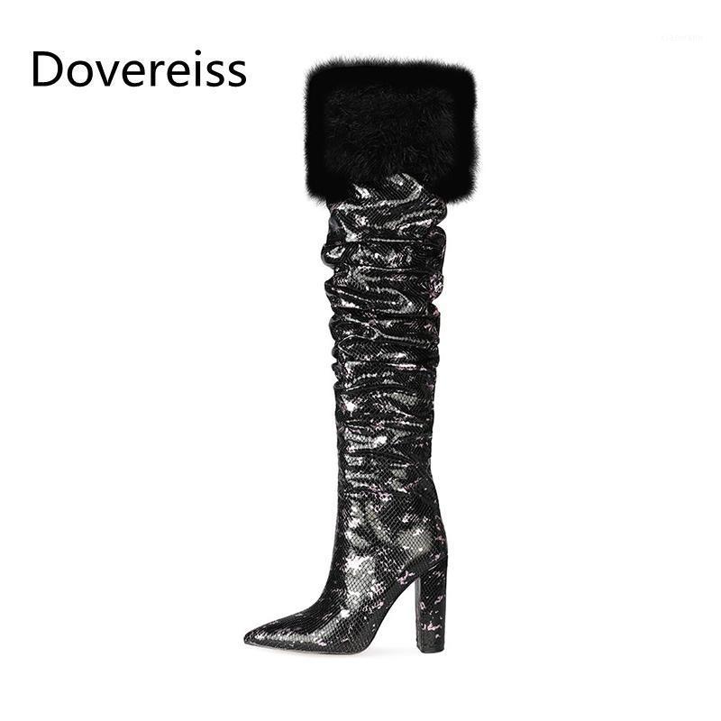 Dovereiss Fashion Women's Shoes Winter new Pointed Toe Elegant Concise Mature Over the knee boots 34-471, Silver black
Dovereiss Fashion Women's Shoes Winter new Pointed Toe Elegant Concise Mature Over the knee boots 34-471, Silver black