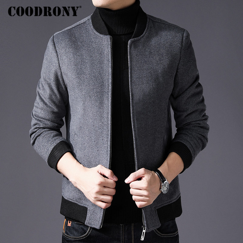 COODRONY Men Coat Winter Thick Warm Wool Coat Men Clothes Slim Fit Pea Coat Mandarin Collar Jacket Overcoat Mens Coats C004 201127