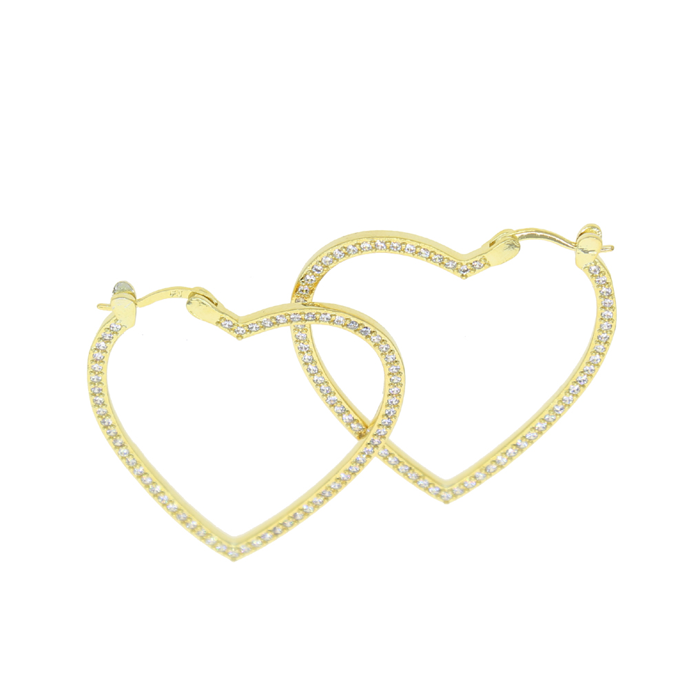 Blue Pink White 3 Colors Cubic Zirconia Hollow Heart Charm 4PCS Gold Colorful Heart Dangle Dangling Long Earring