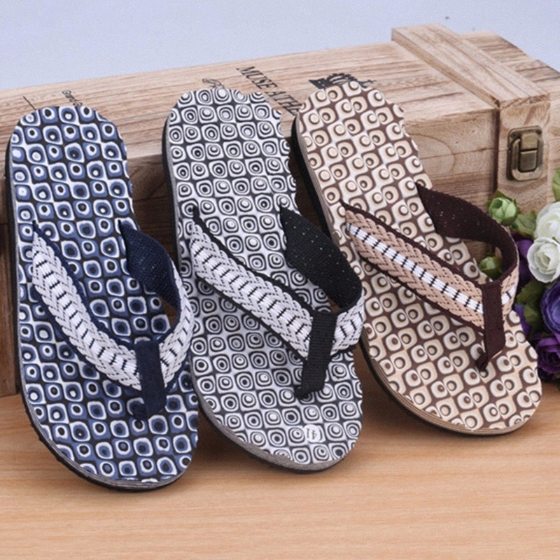 2020 New Men's Slippers Casual Massage Grain Flip-Flops Flip-Flops Spiral Beach Sandals EVA Anti-Slip Male Summer Shoes #Fu1g