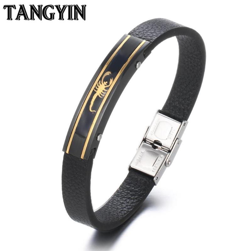 TANGYIN Black Punk Stainless Steel Leather Bracelet for Men Jewelry Gold Scorpion gecko Fishbone Shape Vintage Couple Bracelet
TANGYIN Black Punk Stainless Steel Leather Bracelet for Men Jewelry Gold Scorpion gecko Fishbone Shape Vintage Couple Bracelet