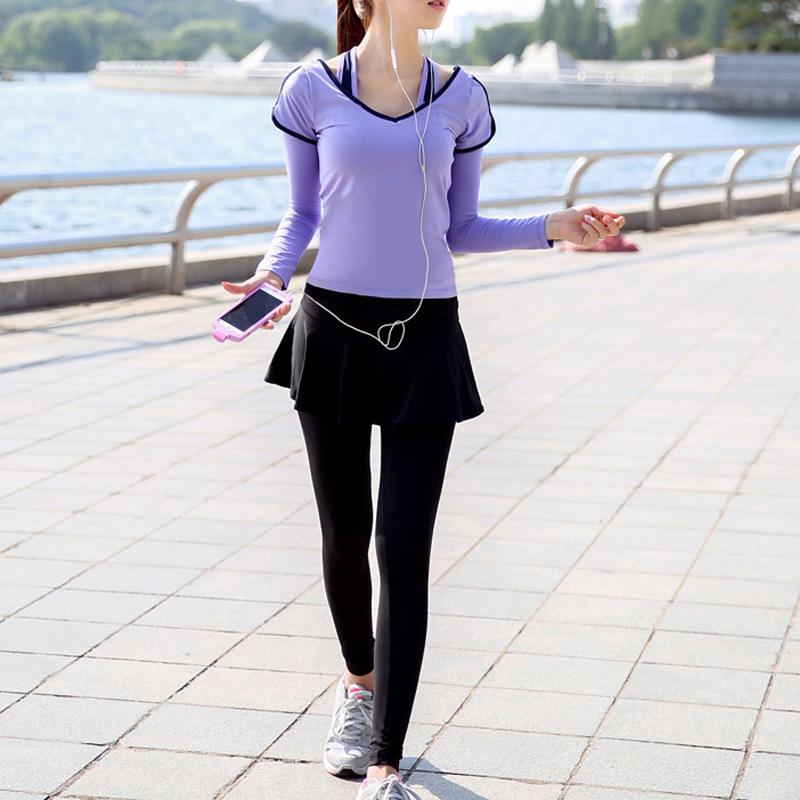 Yoga Clothes Suit Gym Women's Running Clothes Two-Piece Summer and Autumn Dry Short Sleeve Mock Two-Piece Trousers Currently Ava, Purple short sleeved trousers
Yoga Clothes Suit Gym Women's Running Clothes Two-Piece Summer and Autumn Dry Short Sleeve Mock Two-Piece Trousers Currently Ava, Purple short sleeved trousers