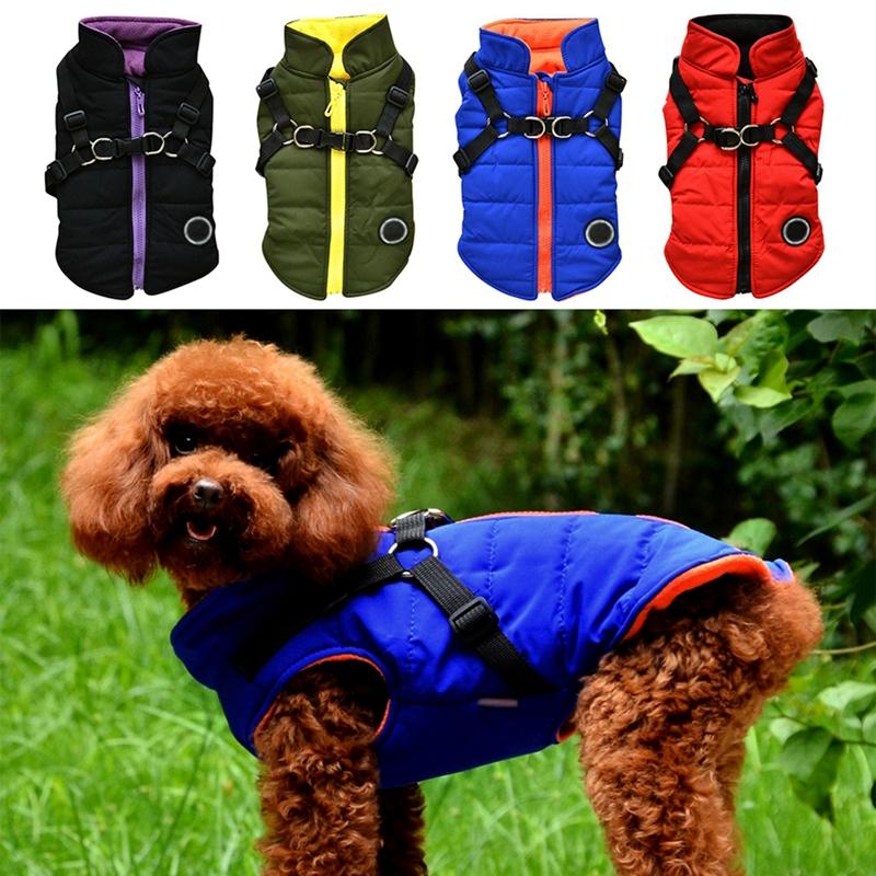 Winter Pet Warm Cotton-Padded Clothes Solid Color Back Zipper Hit Color Chest Strap Design Pet Cotton-Padded Clothes, White
Winter Pet Warm Cotton-Padded Clothes Solid Color Back Zipper Hit Color Chest Strap Design Pet Cotton-Padded Clothes, White