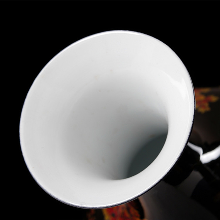 New Chinese Style Vase Jingdezhen Black Porcelain Crystal Glaze Flower Vase Home Decor Handmade Shining Famille Rose Vases LJ201208