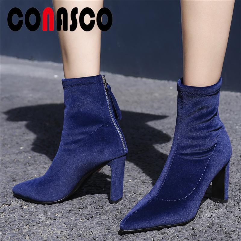 CONASCO Fashion New Women Ankle Boots Thick Heels Shoes Woman Autumn Winter Concise Elegant Office Lady Boots Slim Stretch, Black
CONASCO Fashion New Women Ankle Boots Thick Heels Shoes Woman Autumn Winter Concise Elegant Office Lady Boots Slim Stretch, Black
