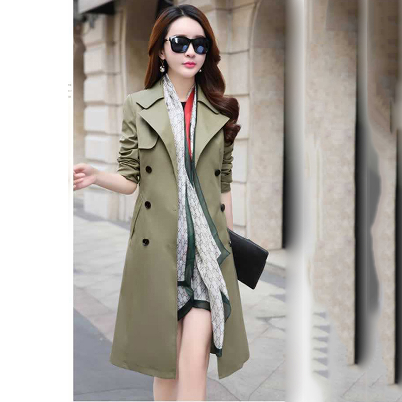 Spring/autumn New Women's Casual trench coat oversize Double Breasted Vintage with belt woman clothes Outwear slim Clothing T200828