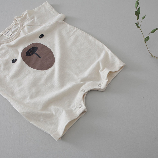 Baby boys girls cartoon bear cute short sleeve romper with cap 0-2 years infant kids cotton jumpsuits 201028