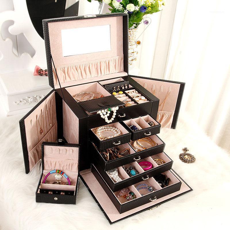 Large-Capacity Jewelry Box Five-Layer Leather Cosmetic Storage Box Jewelry Multi-Layer Storage B1