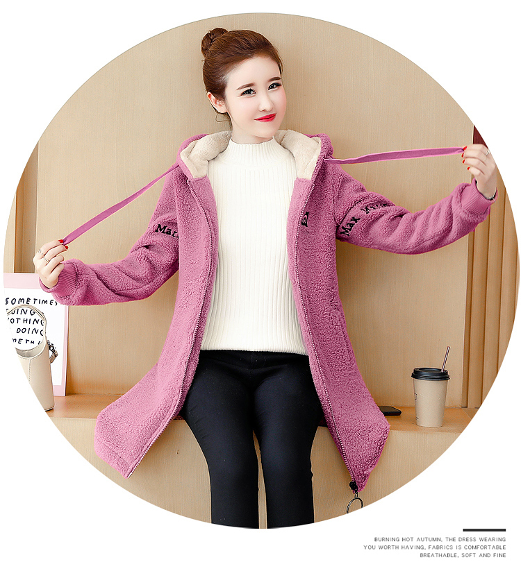 Large size women Lamb plush coat Autumn winter Plush famale jacket Women hoodie coats Long sleeve Plus thick velvet Hooded Tops 201007