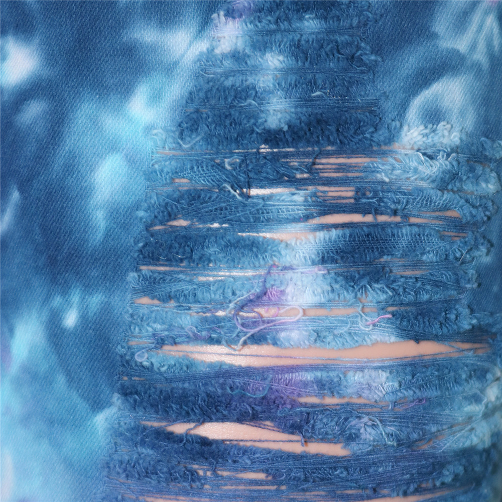 Tsuretobe Ripped Jeans For Women Tie Dye High Waisted Jeans Fashion Clothes For Women Plus Size Jeans Denim Pencil Pants Trouser LJ201012