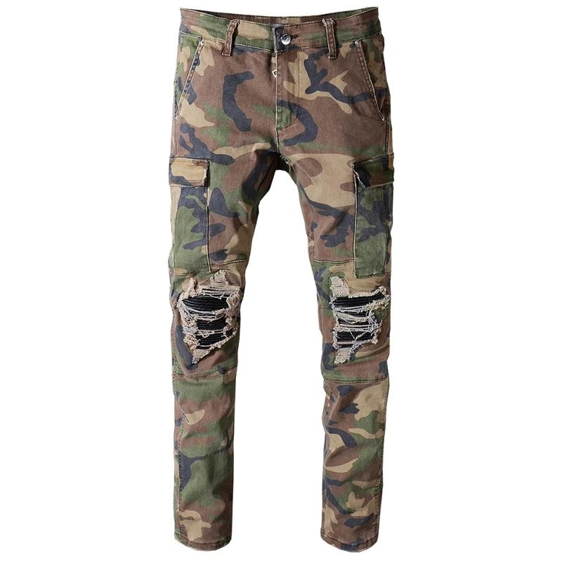 Camouflage printed patchwork biker jeans for moto Slim fit straight army green pockets cargo denim jeans men
Camouflage printed patchwork biker jeans for moto Slim fit straight army green pockets cargo denim jeans men
