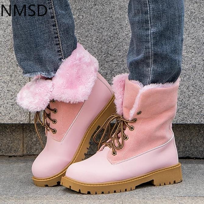 New Leather Snow Boots Ladies Wedge Shoes Woman 2020 Warm Women's Winter Shoes Pigskin Plush Ladies Platform Booties, Pink
New Leather Snow Boots Ladies Wedge Shoes Woman 2020 Warm Women's Winter Shoes Pigskin Plush Ladies Platform Booties, Pink