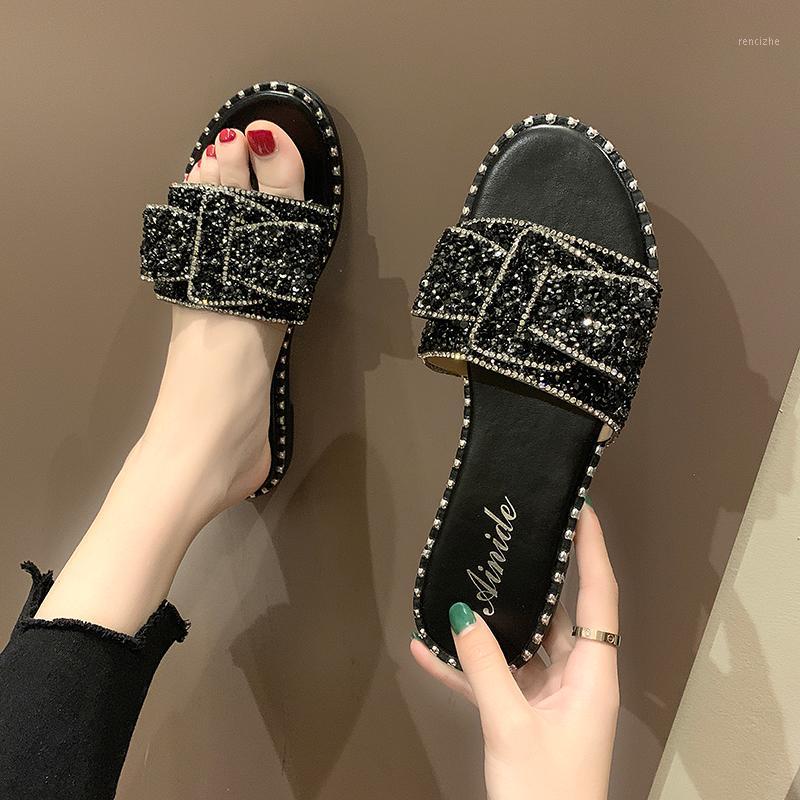 Rhinestone sandals and slippers women summer 2020 new Korean version of the outdoor flat bottom flip-flops wild slippers women1, Silver 
Rhinestone sandals and slippers women summer 2020 new Korean version of the outdoor flat bottom flip-flops wild slippers women1, Silver