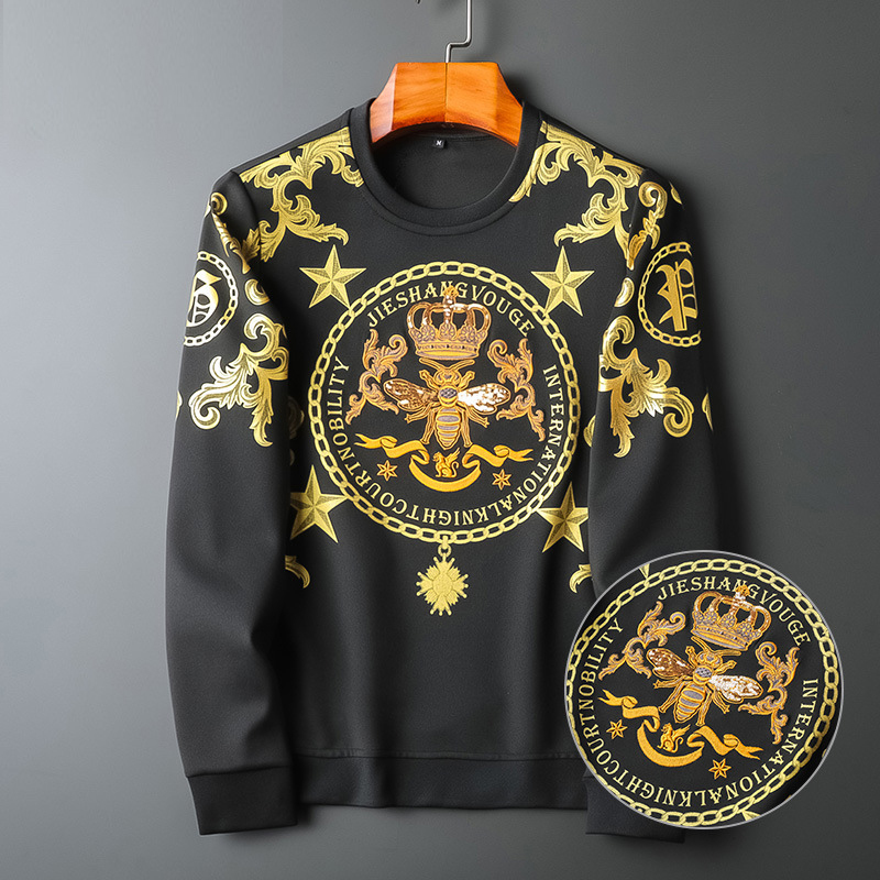 Fashion Streetwear Black Gold Shirt Filled Neck-neck Jumper 2021 Crown Bee Male Embroidery T-shirt Autumn Clothes Iibd
Fashion Streetwear Black Gold Shirt Filled Neck-neck Jumper 2021 Crown Bee Male Embroidery T-shirt Autumn Clothes Iibd