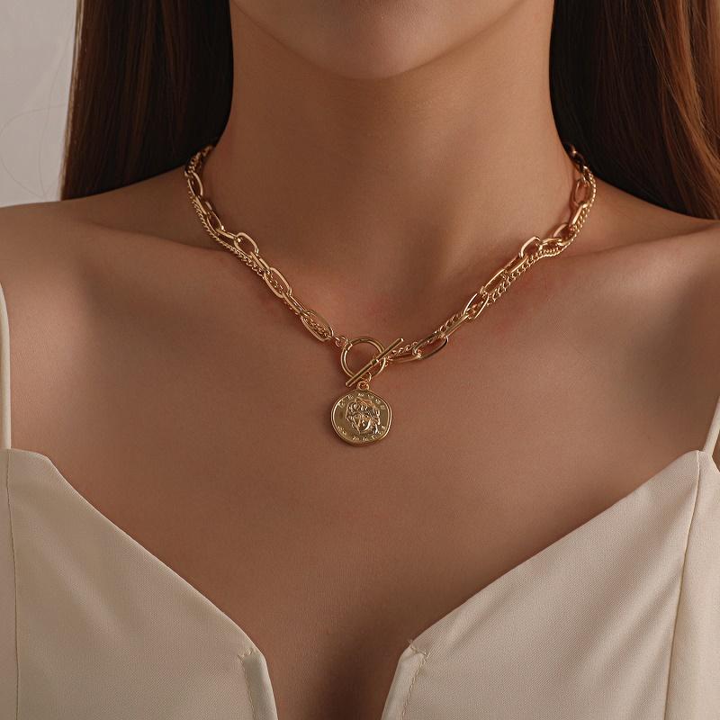Gold chain layered Coin Pendant Necklace Fashion irregular round head pendant necklace lady charm thick chain
Gold chain layered Coin Pendant Necklace Fashion irregular round head pendant necklace lady charm thick chain