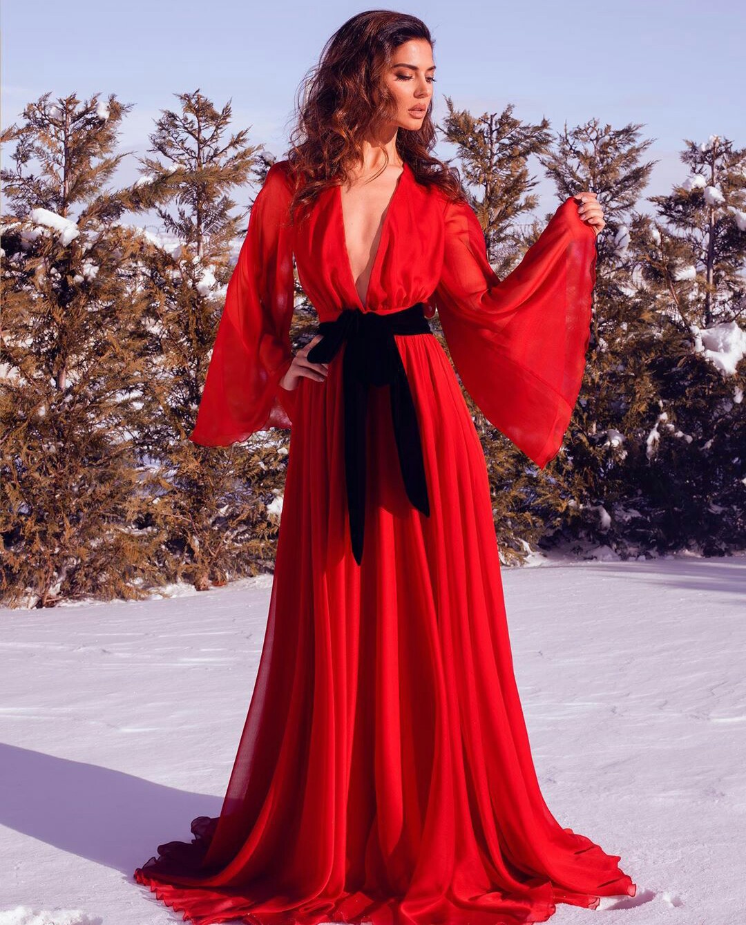 Red Chiffon Maternity Women Dresses Prom Gowns V Neck Photo Shoot Lady Sleepwear Bathrobe Sheer Nightgown Bridesmaid Shawel