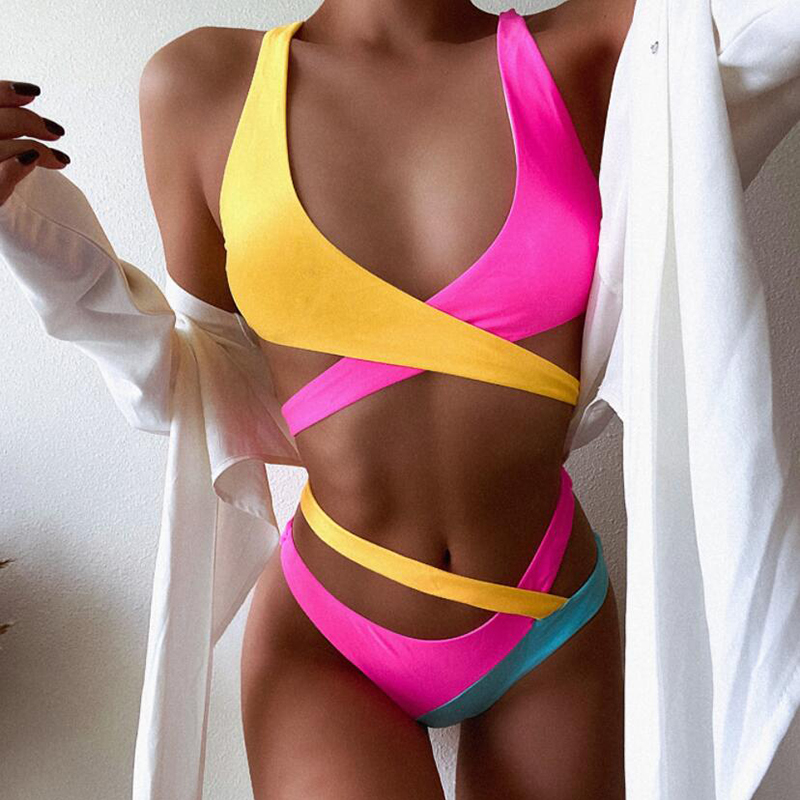Patchwork Bikini Bathing Suit Cross Bandage Swimsuit Mix Colors Female Sexy Swimwear Younge Style Bikini
Patchwork Bikini Bathing Suit Cross Bandage Swimsuit Mix Colors Female Sexy Swimwear Younge Style Bikini