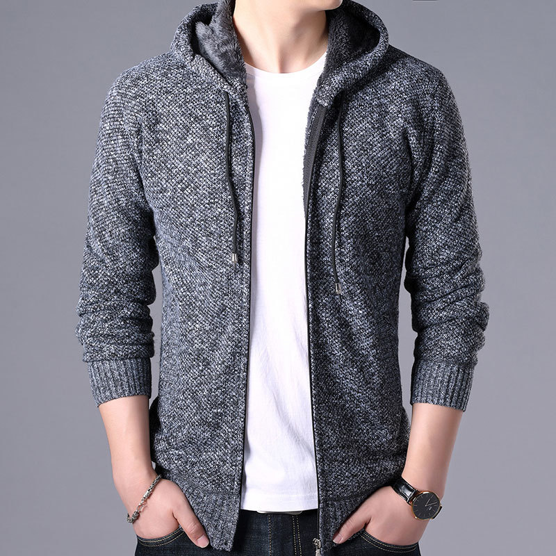 Autumn Winter Jacket Men Warm Cashmere Casual Wool Zipper Slim Fit Fleece Jacket Men Coat Dress Knitwear Male 201118