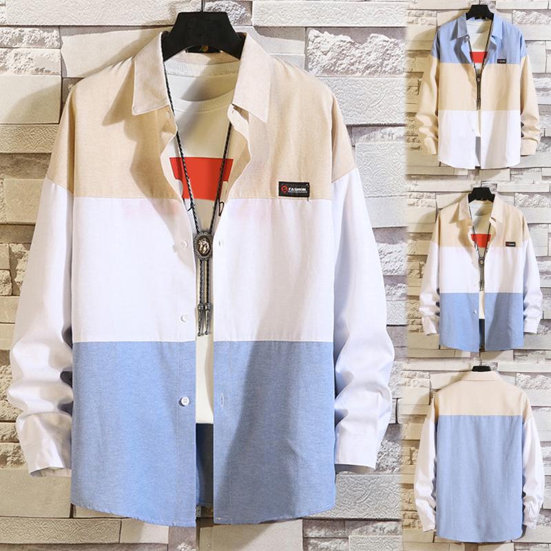 Men's Casual Fashion Colour Collision Patchwork Long Sleeve Shirt Top Blouse thin loose jacket pure cotton spring autumn W801, Khaki
Men's Casual Fashion Colour Collision Patchwork Long Sleeve Shirt Top Blouse thin loose jacket pure cotton spring autumn W801, Khaki