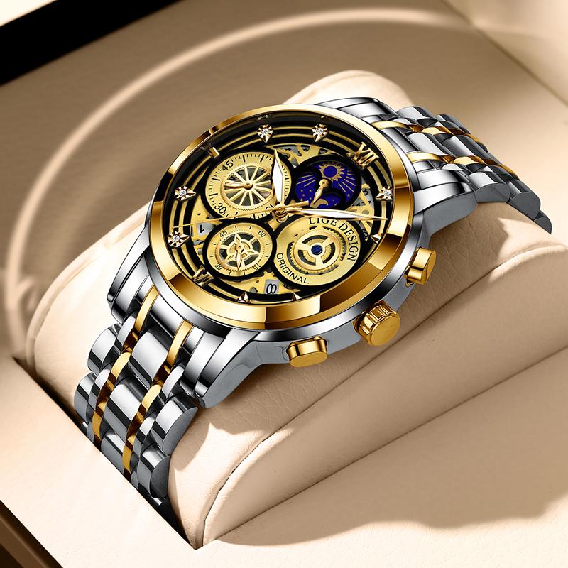 Wristwatches LIGE 2022 Fashion Men Watch Calendar Stainless Steel Top Sports Chronograph Quartz Relogio Masculino+Box, Slivery;brown
Wristwatches LIGE 2022 Fashion Men Watch Calendar Stainless Steel Top Sports Chronograph Quartz Relogio Masculino+Box, Slivery;brown