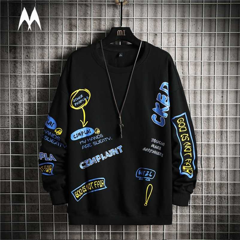 Fashion Print Sweatshirt Men Street Hip Hop Hoodies Harajuku Long Sleeve Men's Casual Sweatshirts Punk Streetwear Clothes 220114
