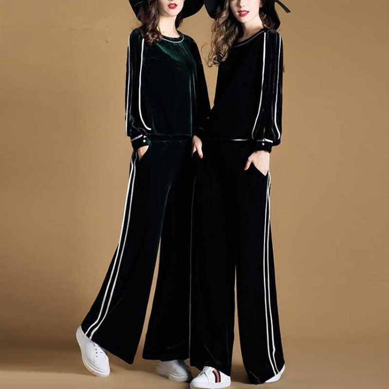 Set Two Parts Striped O-neck Velet Top and Pants Elegant Suit Spring Sleeve Long Women 2020 Mqul, Black
Set Two Parts Striped O-neck Velet Top and Pants Elegant Suit Spring Sleeve Long Women 2020 Mqul, Black