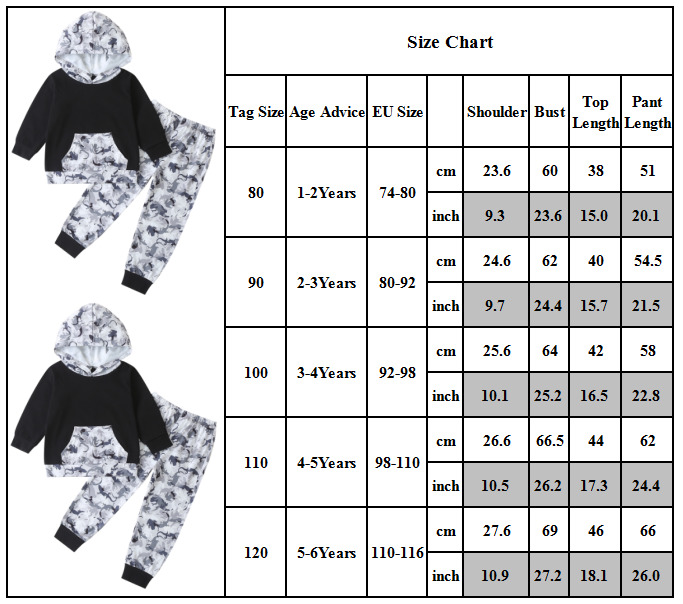 Kids Girls Printed Long Sleeve Hooded Tops and Pants Tracksuit Casual Hoodies Sweatshirt Pocket Outfits Set UnisexX1019