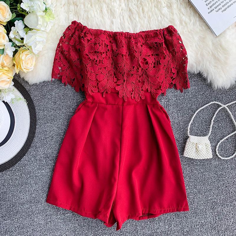 Women's Jumpsuits & Rompers Women Lace Slash Neck Short-sleeved 2021 Casual Playsuits Holiday High Waist Elegant Overalls G166, Black
Women's Jumpsuits & Rompers Women Lace Slash Neck Short-sleeved 2021 Casual Playsuits Holiday High Waist Elegant Overalls G166, Black
