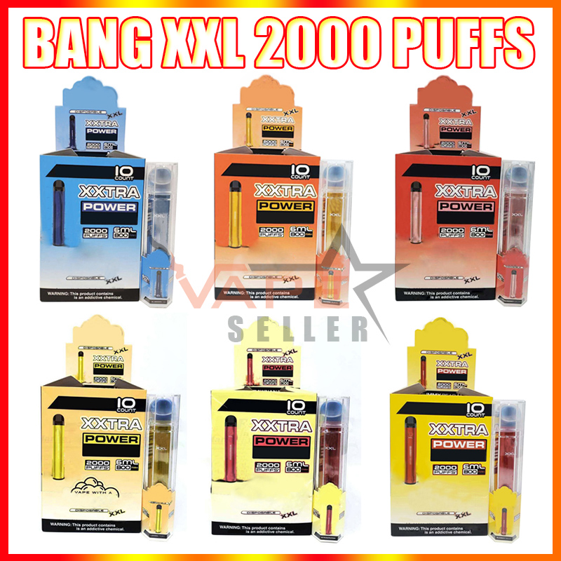 Bang XXL Disposable Vape Pen E Cigarette Device With 800mAh Battery 6ml Pods 2000 Puffs Bangs XXtra Vapes Kit
Bang XXL Disposable Vape Pen E Cigarette Device With 800mAh Battery 6ml Pods 2000 Puffs Bangs XXtra Vapes Kit