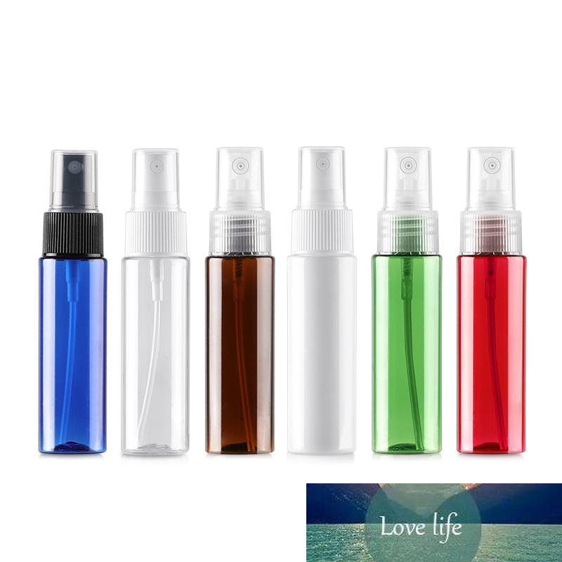 Sedorate 50 Pcs/Lot 30ML Plastic Perfume Spray Bottle Clear Brown Blue Automizer Mist Toner Refillable Travel Bottle LW008