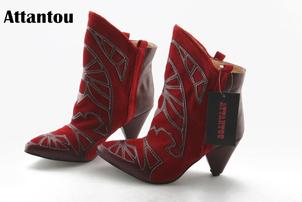 Attantou 2020 Women Boots Flock Ankle Boots Pointy Toe Winter Women Ladies Party Western Stretch Fabric, As showed color
Attantou 2020 Women Boots Flock Ankle Boots Pointy Toe Winter Women Ladies Party Western Stretch Fabric, As showed color