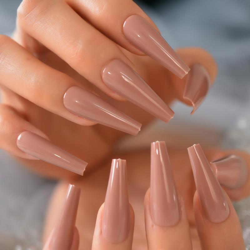 Nude Brown Super Long Fake Nails Coffin Glossy Press on Ballerina Acrylic False Nail Tips Party Cosplay Prom for Women Girls, L5811
Nude Brown Super Long Fake Nails Coffin Glossy Press on Ballerina Acrylic False Nail Tips Party Cosplay Prom for Women Girls, L5811